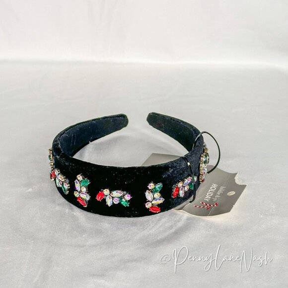 Hildie & Jo Accessories - Hildie & Jo Rhinestone Headband in Black Velvet